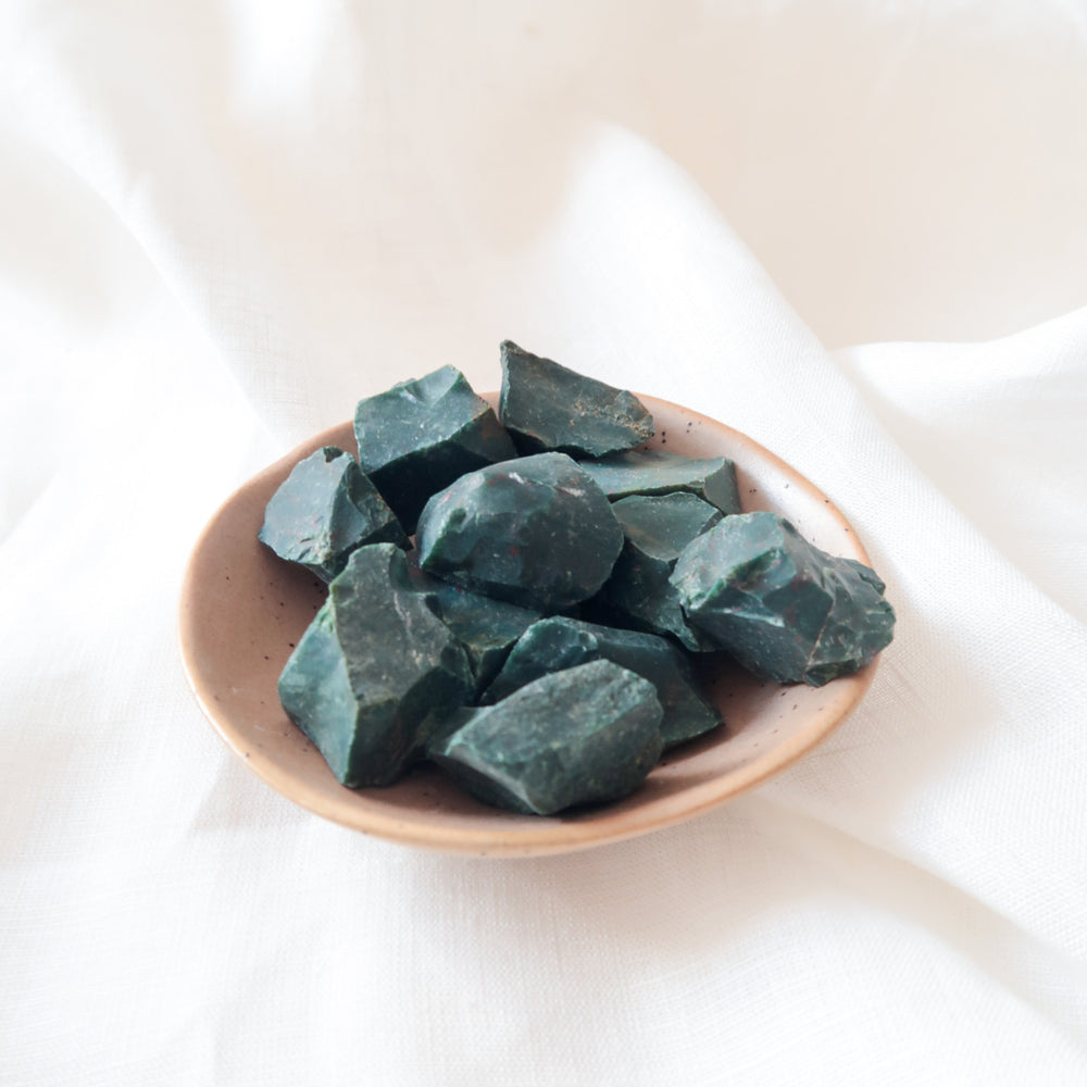 Natural Raw Green and Red Bloodstone Rough Crystal Pieces