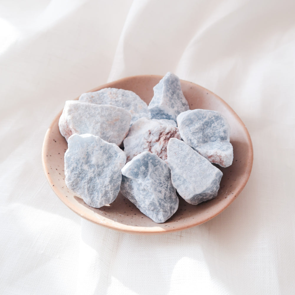Small Desert Rose Natural Light Blue Rough Angelite Crystal Pieces