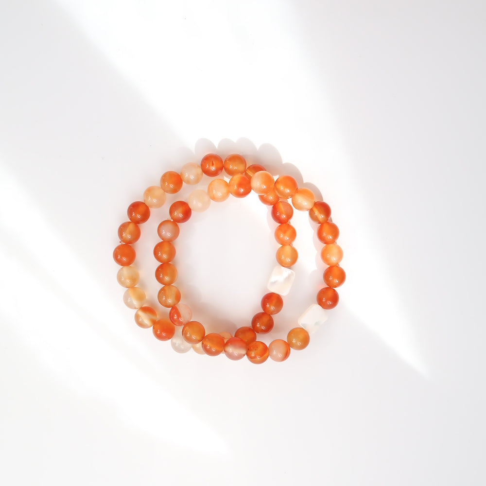 Orange Agate & Mother of Pearl Bracelet