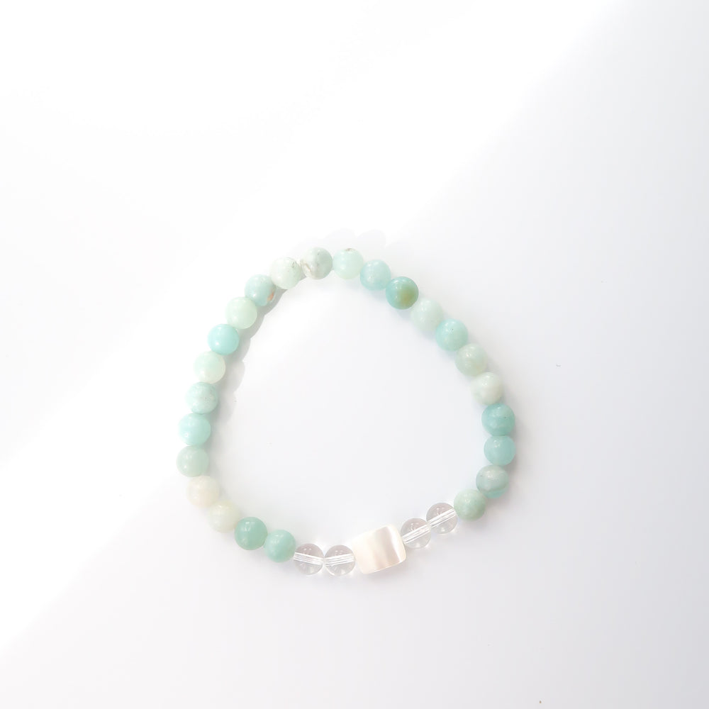 
                  
                    Amazonite & Clear Quartz with Mother of Pearl Bracelet
                  
                