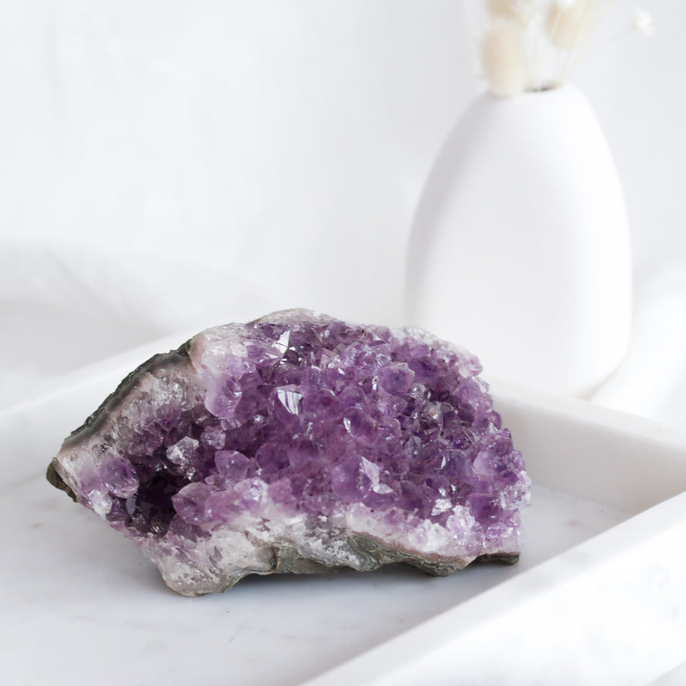 Raw Natural Purple Amethyst Crystal Cluster