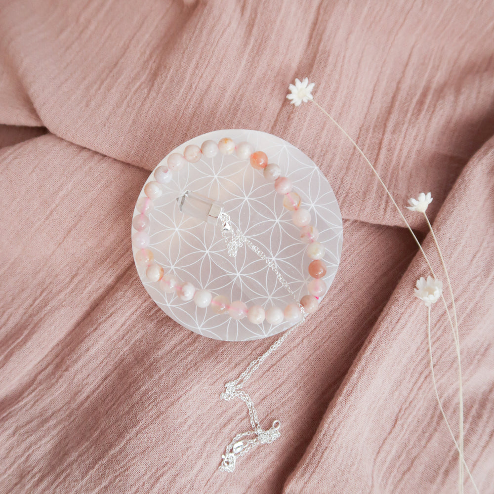 
                  
                    Selenite Etched Flower of Life Charging Plate
                  
                