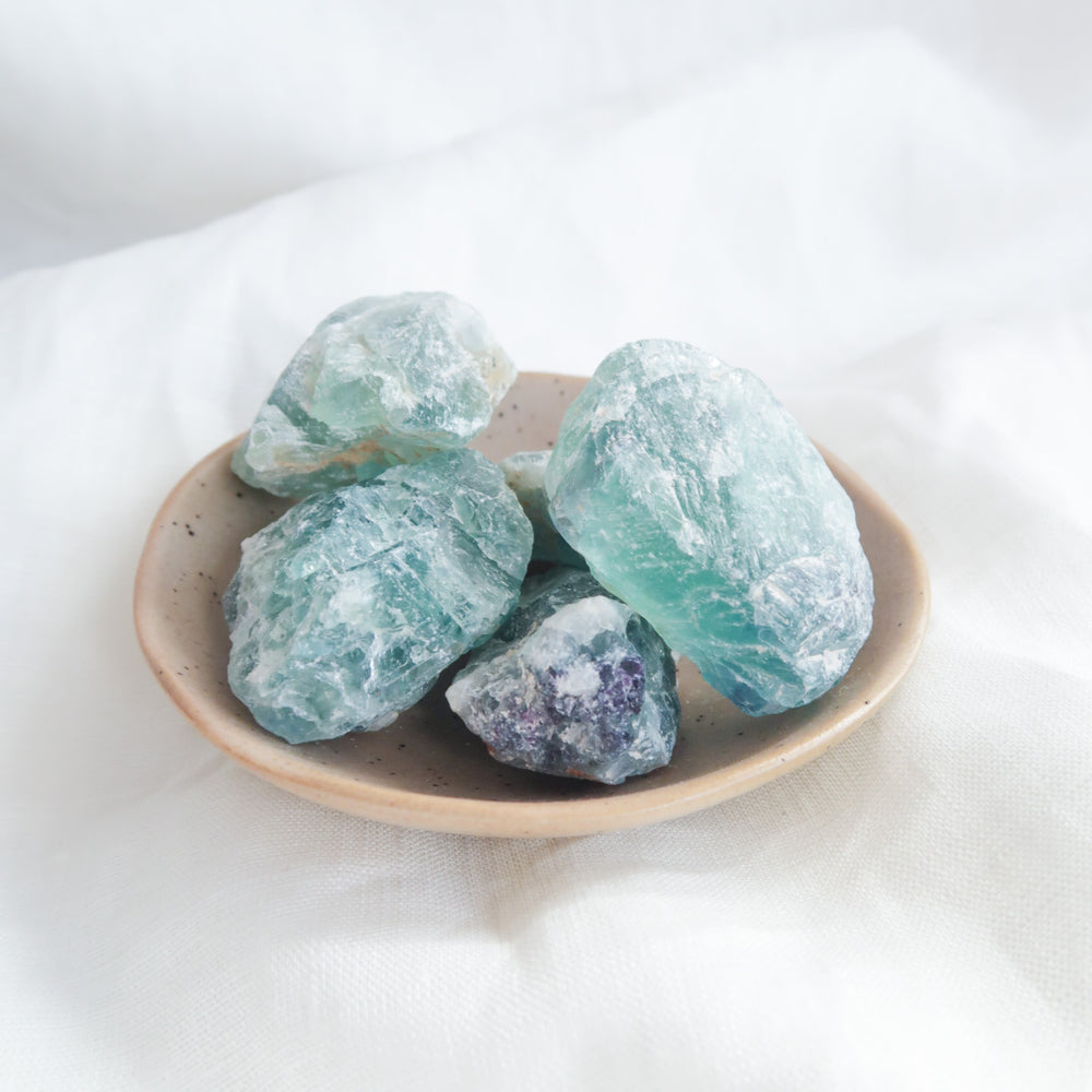 Small Natural Raw Green, Blue and Purple Fluorite Crystal Pieces