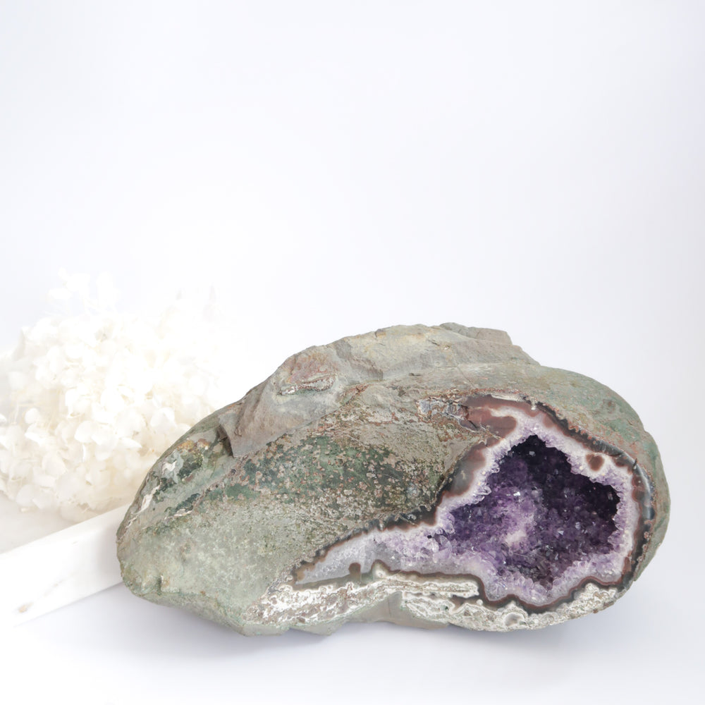 
                  
                    Amethyst Geode with White Calcite Inclusion
                  
                