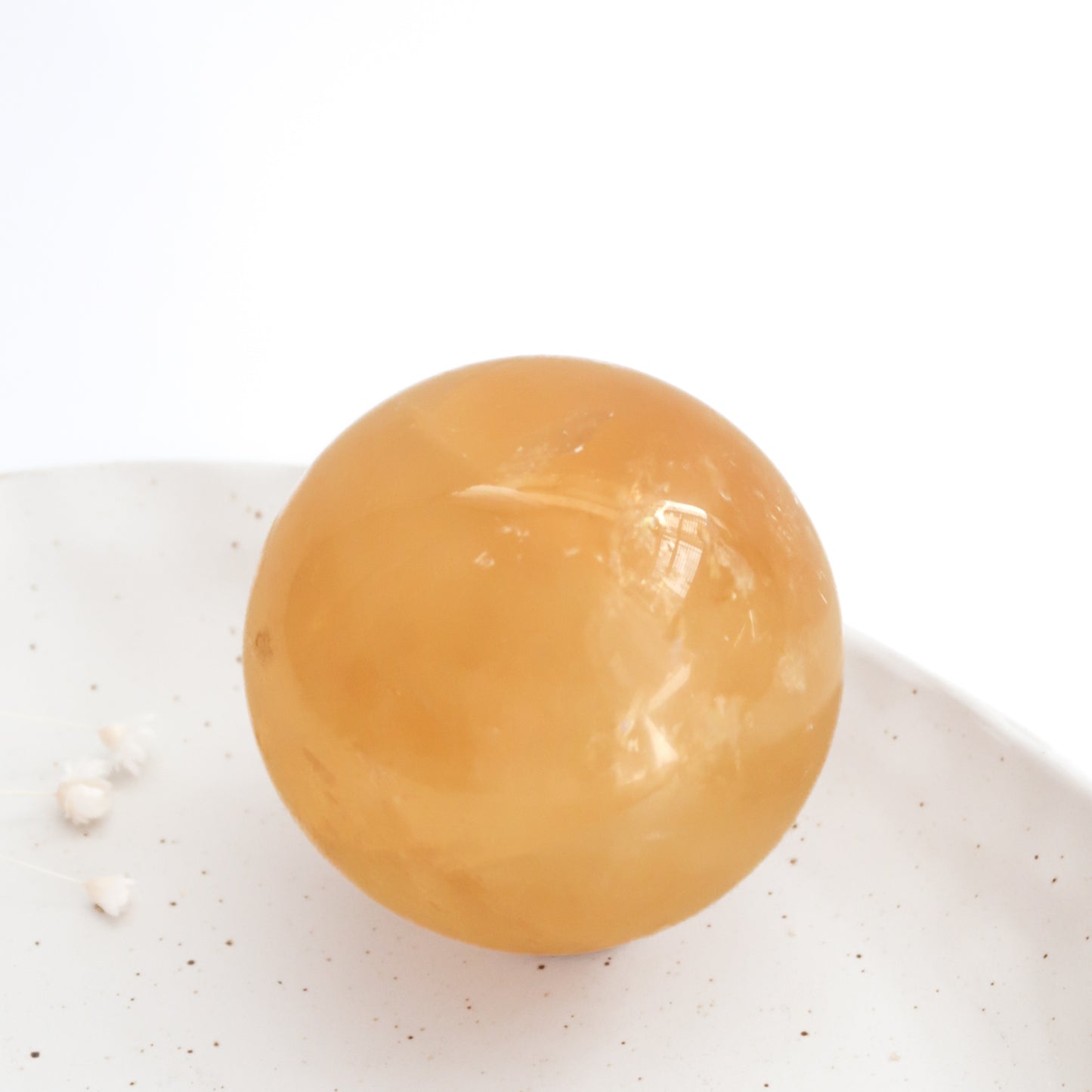 Natural Large Polished Yellow Orange Honey Calcite Crystal Sphere